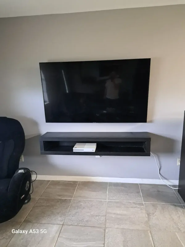 Floating TV shelf — after