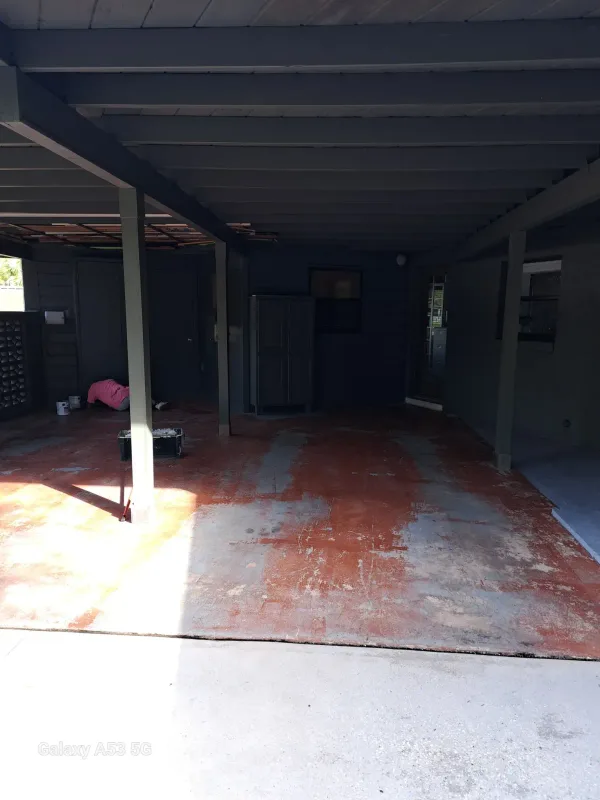 Painting the carport — before